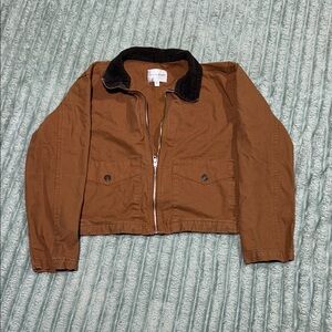 Madden Girl Brown Jean Jacket with Black Collar